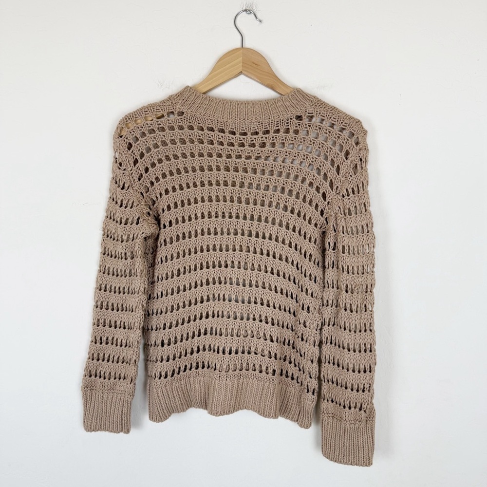 Sablyn Mariella Open Knit Cotton/Silk/Cashmere Blend Sweater Camel Sand - Picture 3 of 7